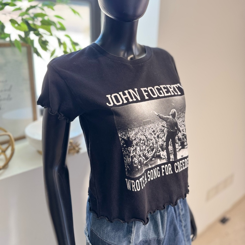 John Fogerty Vintage Band Tee Upcycled Graphic Crop Top
